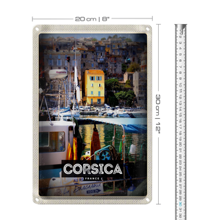 Blechschild Reise 20x30cm Corsica France Urlaubsort Meer