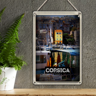 Blechschild Reise 20x30cm Corsica France Urlaubsort Meer