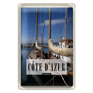 Blechschild Reise 20x30cm Cote d'azur France Urlaubsort Meer