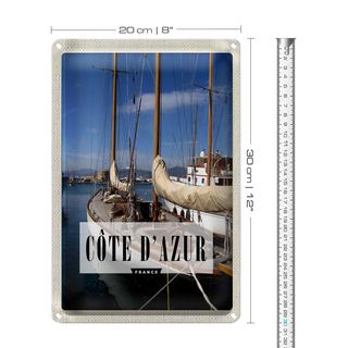 Blechschild Reise 20x30cm Cote d'azur France Urlaubsort Meer