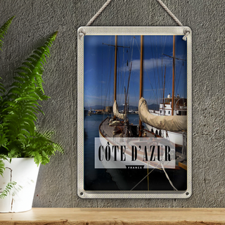 Blechschild Reise 20x30cm Cote d'azur France Urlaubsort Meer