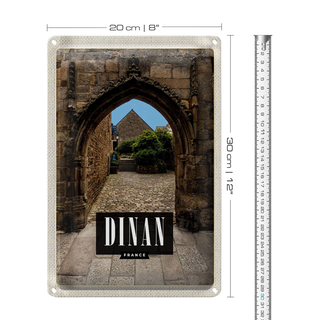 Blechschild Reise 20x30cm Dinan France Stadtmauer Schloss