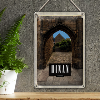 Blechschild Reise 20x30cm Dinan France Stadtmauer Schloss