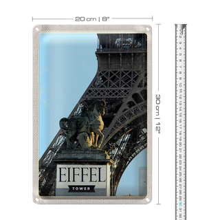 Blechschild Reise 20x30cm Eiffel Tower Paris Reiseziel Tourismus