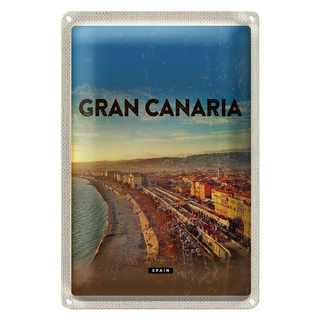 Blechschild Reise 20x30cm Gran Canaria Spain Panoramablick Meer