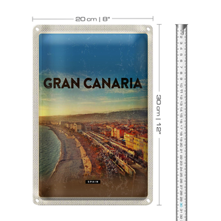 Blechschild Reise 20x30cm Gran Canaria Spain Panoramablick Meer