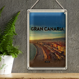 Blechschild Reise 20x30cm Gran Canaria Spain Panoramablick Meer