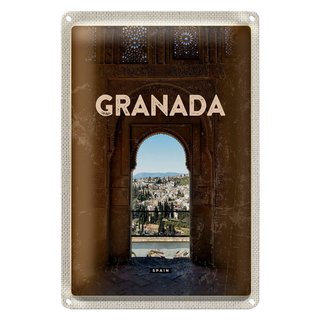 Blechschild Reise 20x30cm Retro Granada Spain Architektur
