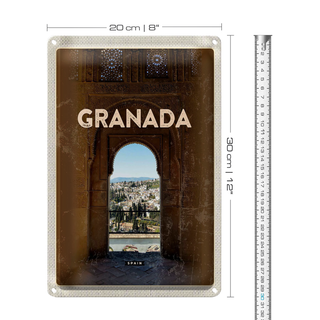 Blechschild Reise 20x30cm Retro Granada Spain Architektur