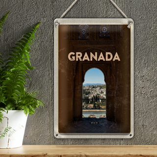 Blechschild Reise 20x30cm Retro Granada Spain Architektur