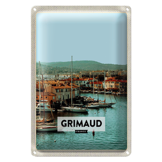 Blechschild Reise 20x30cm Grimaud France Urlaub Meer