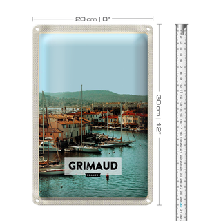Blechschild Reise 20x30cm Grimaud France Urlaub Meer