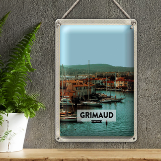Blechschild Reise 20x30cm Grimaud France Urlaub Meer