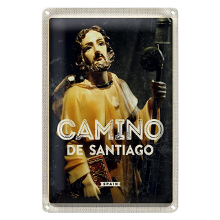 Blechschild Reise 20x30cm Retro Camino de Santiago Sculptur