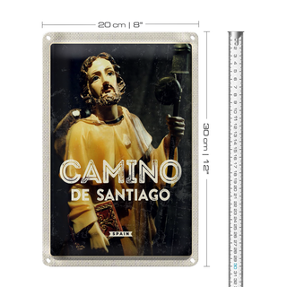 Blechschild Reise 20x30cm Retro Camino de Santiago Sculptur