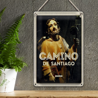 Blechschild Reise 20x30cm Retro Camino de Santiago Sculptur