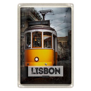 Blechschild Reise 20x30cm Lisbon Portugal Straßenbahn 28