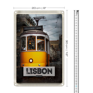 Blechschild Reise 20x30cm Lisbon Portugal Straßenbahn 28