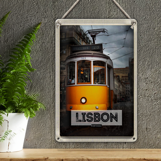 Blechschild Reise 20x30cm Lisbon Portugal Straßenbahn 28