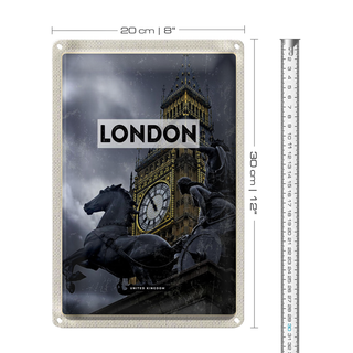 Blechschild Reise 20x30cm London Big Ben Queen Elizabeth Tower