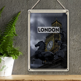 Blechschild Reise 20x30cm London Big Ben Queen Elizabeth Tower