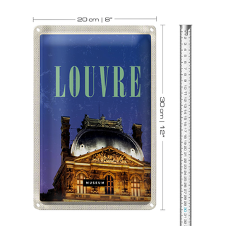 Blechschild Reise 20x30cm Louvre Museum Reiseziel