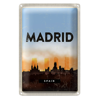 Blechschild Reise 20x30cm Madrid Spain Retro Malerisches Bild