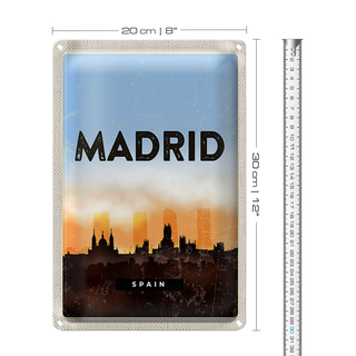 Blechschild Reise 20x30cm Madrid Spain Retro Malerisches Bild