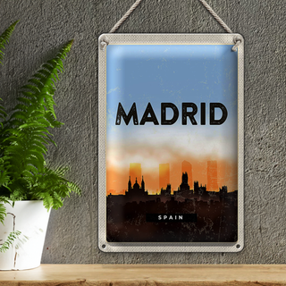 Blechschild Reise 20x30cm Madrid Spain Retro Malerisches Bild