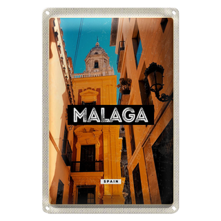 Blechschild Reise 20x30cm Malaga Spain Altstadt Retro