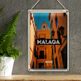 Blechschild Reise 20x30cm Malaga Spain Altstadt Retro