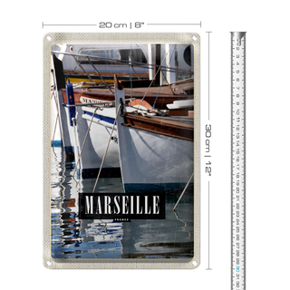 Blechschild Reise 20x30cm Marseille France Meer Urlaub
