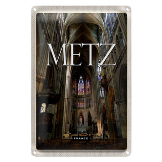Blechschild Reise 20x30cm Metz France Kathedrale Reiseziel