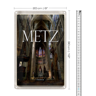Blechschild Reise 20x30cm Metz France Kathedrale Reiseziel