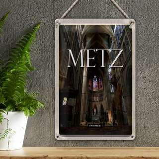 Blechschild Reise 20x30cm Metz France Kathedrale Reiseziel