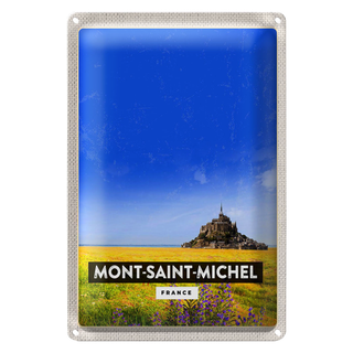 Blechschild Reise 20x30cm Mont-Saint-Michel France Kathedrale