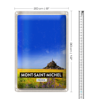 Blechschild Reise 20x30cm Mont-Saint-Michel France Kathedrale