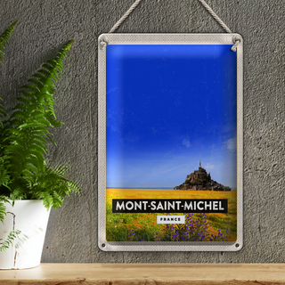 Blechschild Reise 20x30cm Mont-Saint-Michel France Kathedrale
