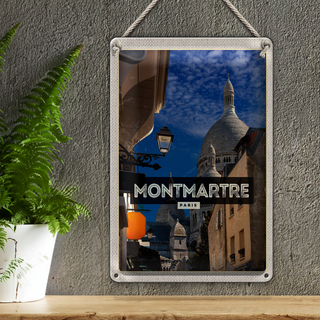 Blechschild Reise 20x30cm Montmartre Paris Hügel Reiseziel