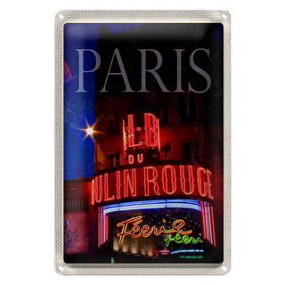 Blechschild Reise 20x30cm Paris Moulin Rouge Varieté