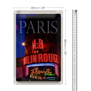 Blechschild Reise 20x30cm Paris Moulin Rouge Varieté
