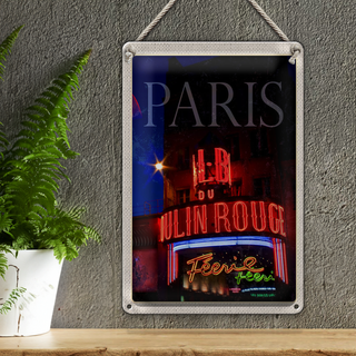 Blechschild Reise 20x30cm Paris Moulin Rouge Varieté