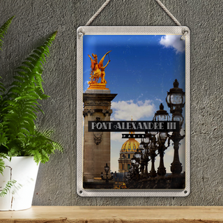Blechschild Reise 20x30cm Pont Alexandre III Paris Reiseziel