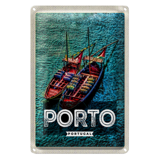 Blechschild Reise 20x30cm Porto Portugal Poster Meer Boote