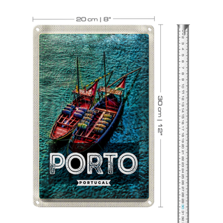 Blechschild Reise 20x30cm Porto Portugal Poster Meer Boote
