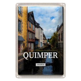 Blechschild Reise 20x30cm Quimper France Altstadt Fluss
