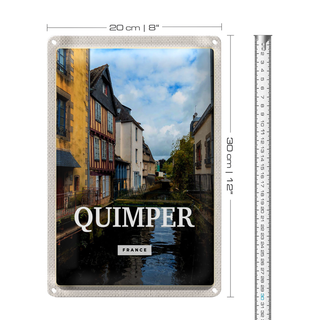 Blechschild Reise 20x30cm Quimper France Altstadt Fluss