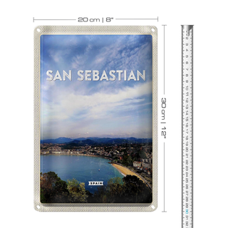 Blechschild Reise 20x30cm San Sebastian Spain Meer Urlaub Sonne