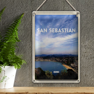 Blechschild Reise 20x30cm San Sebastian Spain Meer Urlaub Sonne