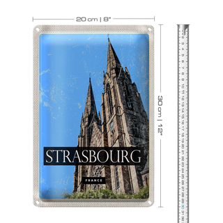 Blechschild Reise 20x30cm Strasbourg France Kathedrale